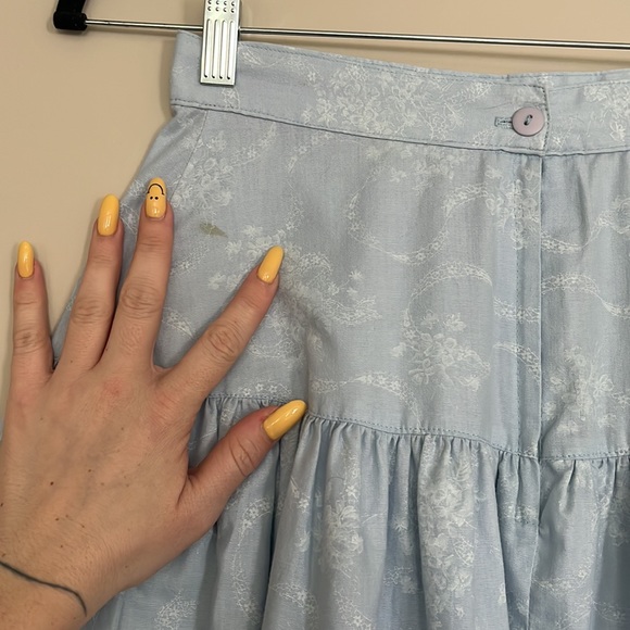 Vintage 80s Gunne Sax Skirt Blue Midi Prairie Floral - Picture 6 of 6